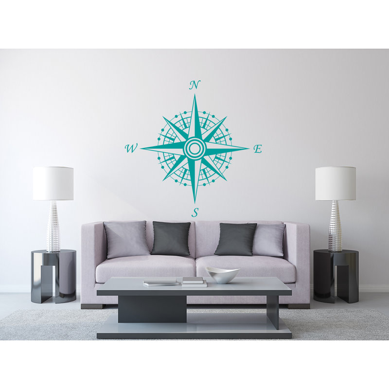 Décalcomanie murale autocollante compass, Turquoise