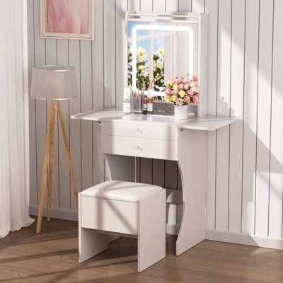 Makeup Vanity Table with Stool