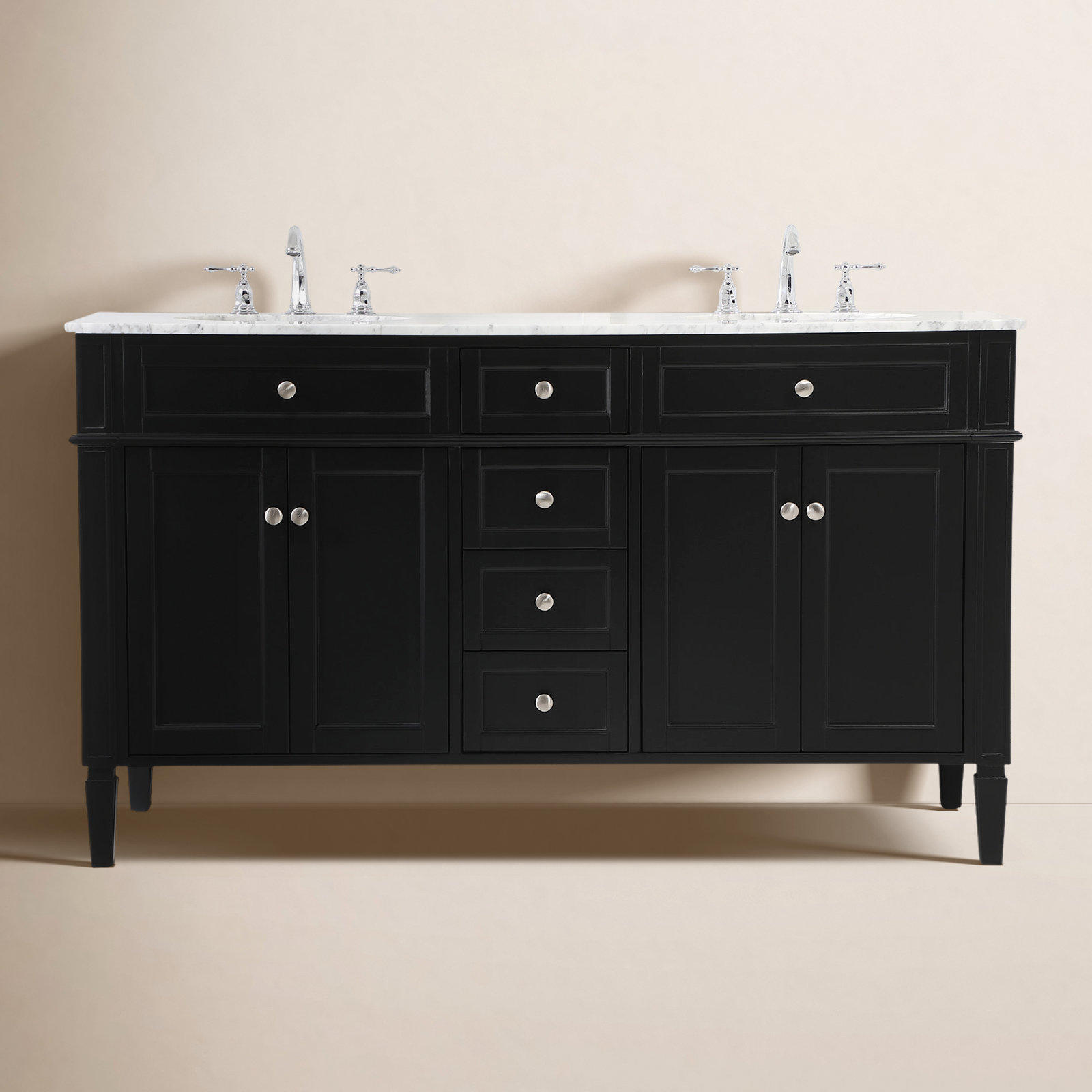 Rivers 60'' Double Bathroom Vanity, Black