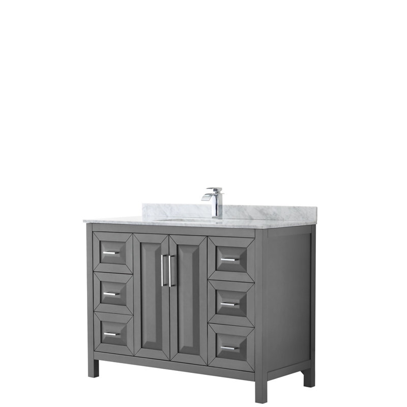 Daria 48'' W Single Vanity, Polished Chrome, White Cultured Marble, White