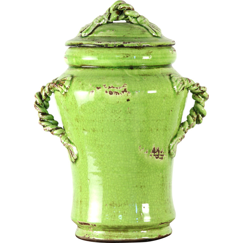 Pot de rangement en poterie, Grand, Vert