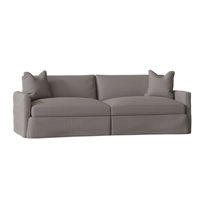Hartig 94'' Slipcovered Sofa, Zuma Charcoal Textured Linen