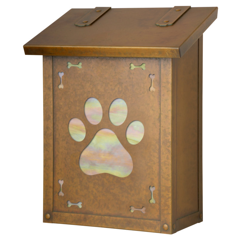 Boîte aux lettres murale Dog Paw, Or irisé, Laiton chaleureux