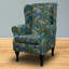 Teal Monkey Wingback Armchair