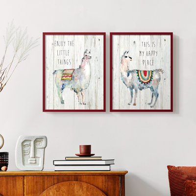Llama Little Things-Reproduction encadrée de qualité supérieure - prêt à être accroché - aucun clou requis - aucun clou requis