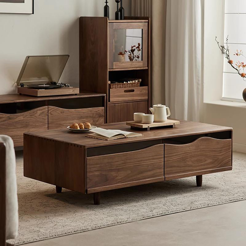 Black walnut low end table, 16.5" H x 55.1" L x 27.6" W