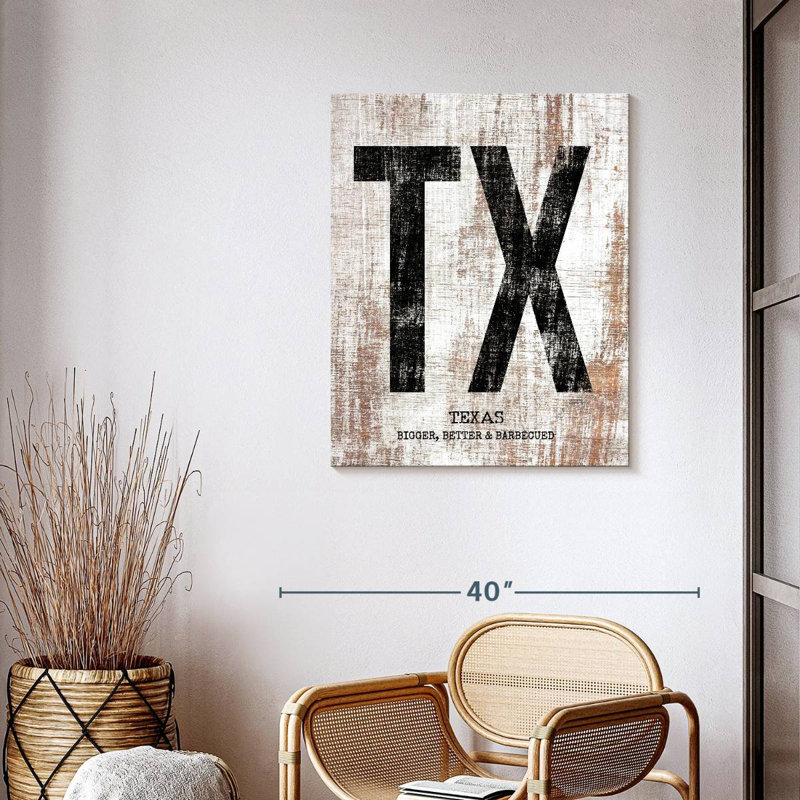 Texas Bigger Better and Barbecued sur toile, H 35 po x l 28 po x P 1,25 po