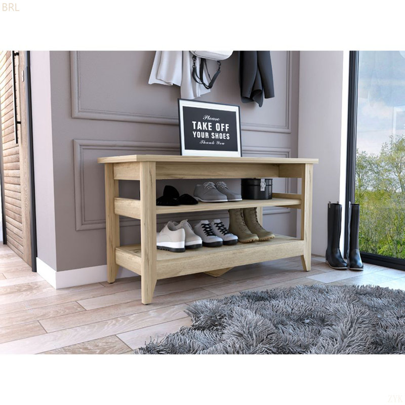 Banc de rangement rectangulaire à 2 tablettes