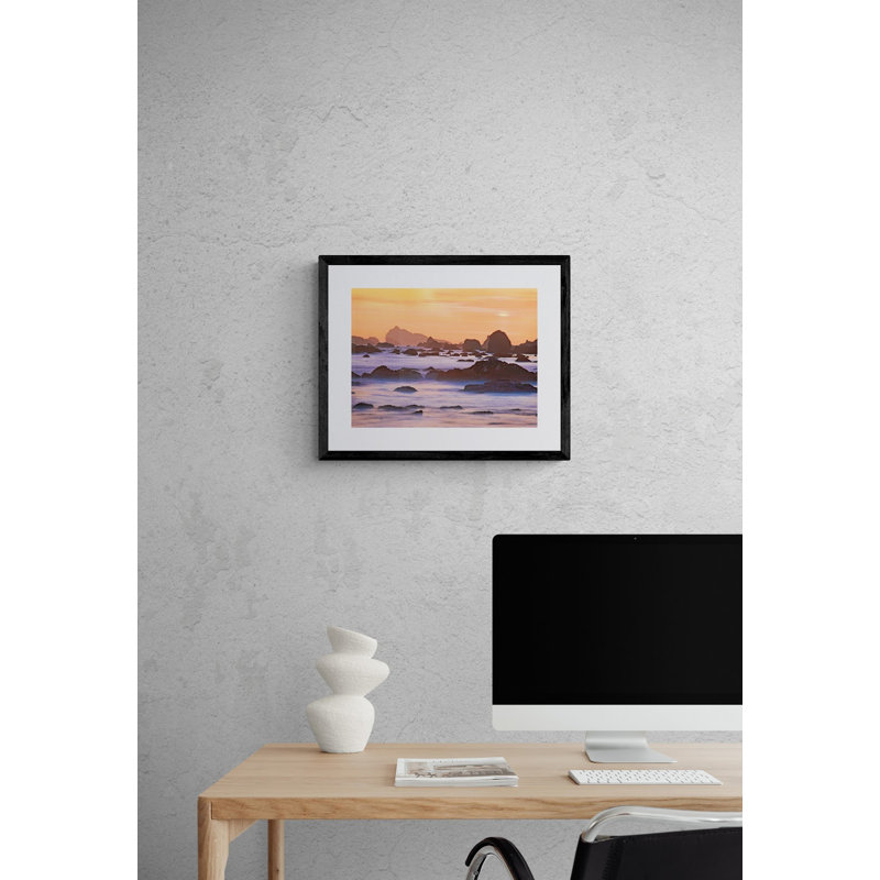 Coastal Rocks Sunset Print by Bruce Heinemann