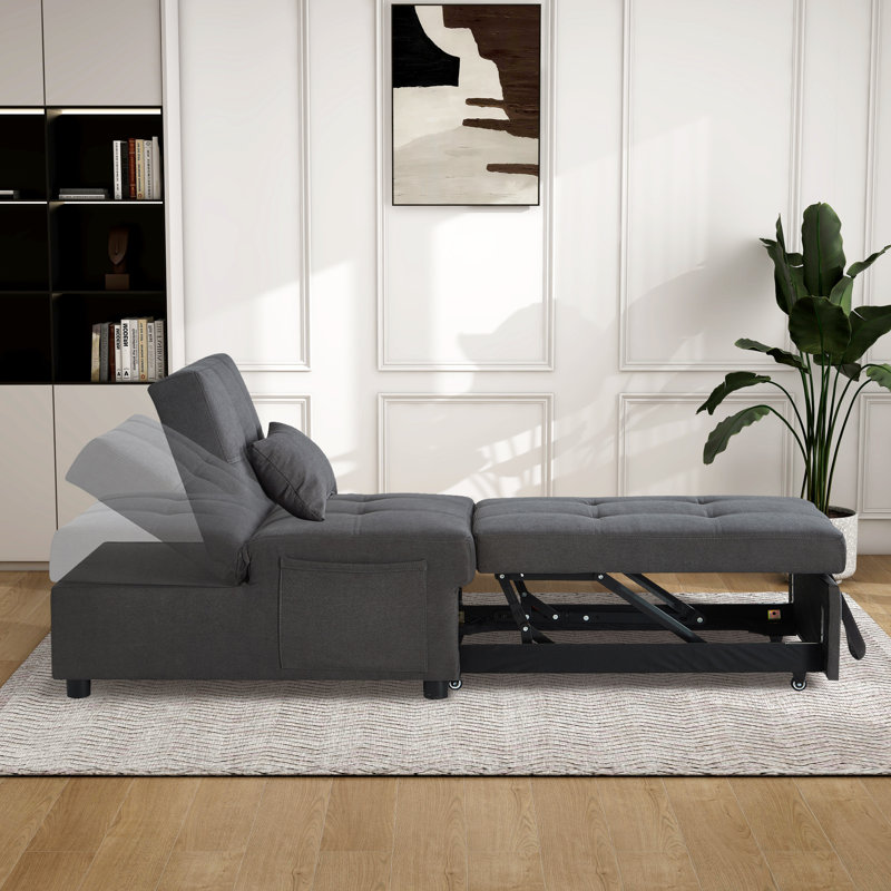 Chaise convertible rembourrée, Tissu gris