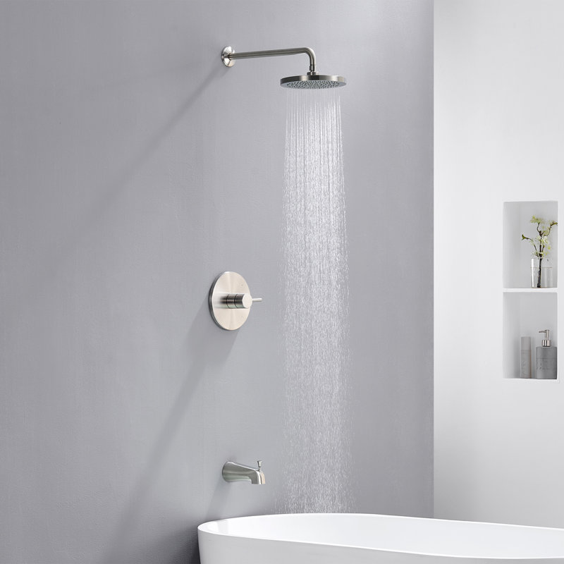 Single-Handle 1-Spray Tub and Shower Faucet with Valve, Brushed Nickel