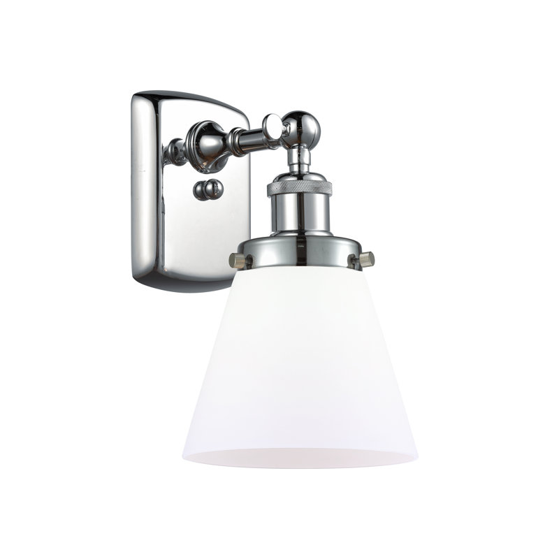 Ballston Urban Cone 1 Light 6" Sconce, Matte White, Polished Chrome, Incandescent
