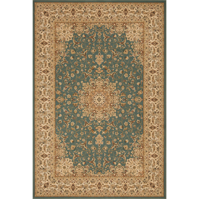Tapis transitionnel beige / vert Izmir Collection, Rectangle 7 pi 10 po x 10 pi