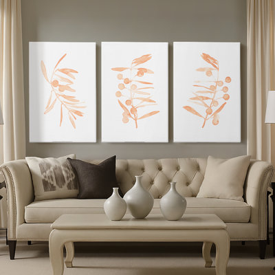 Blush Olive anch I  -Custom Wrapped Gallery Canvas - 3 Pieces