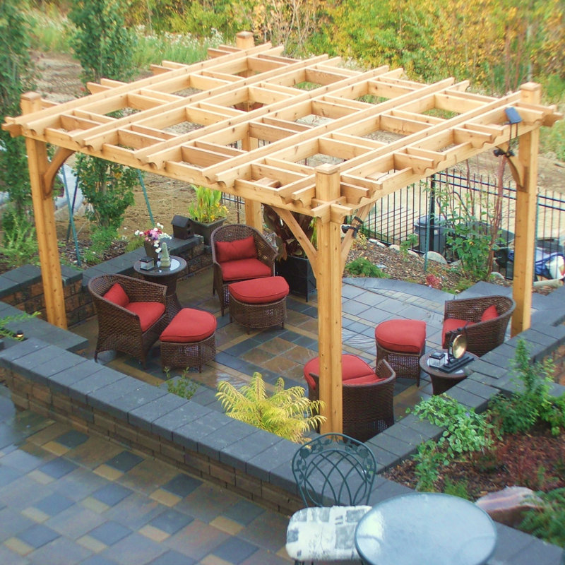 12x12 Cedar Square Traditional Outdoor Pergola