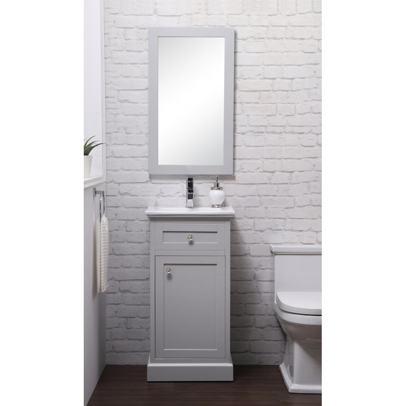 Ameriah 18'' Single Bathroom Vanity with Porcelain Top, Gray