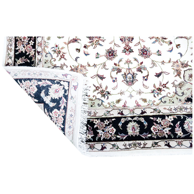Hand-Knotted High-Quality White and Black Area Rug