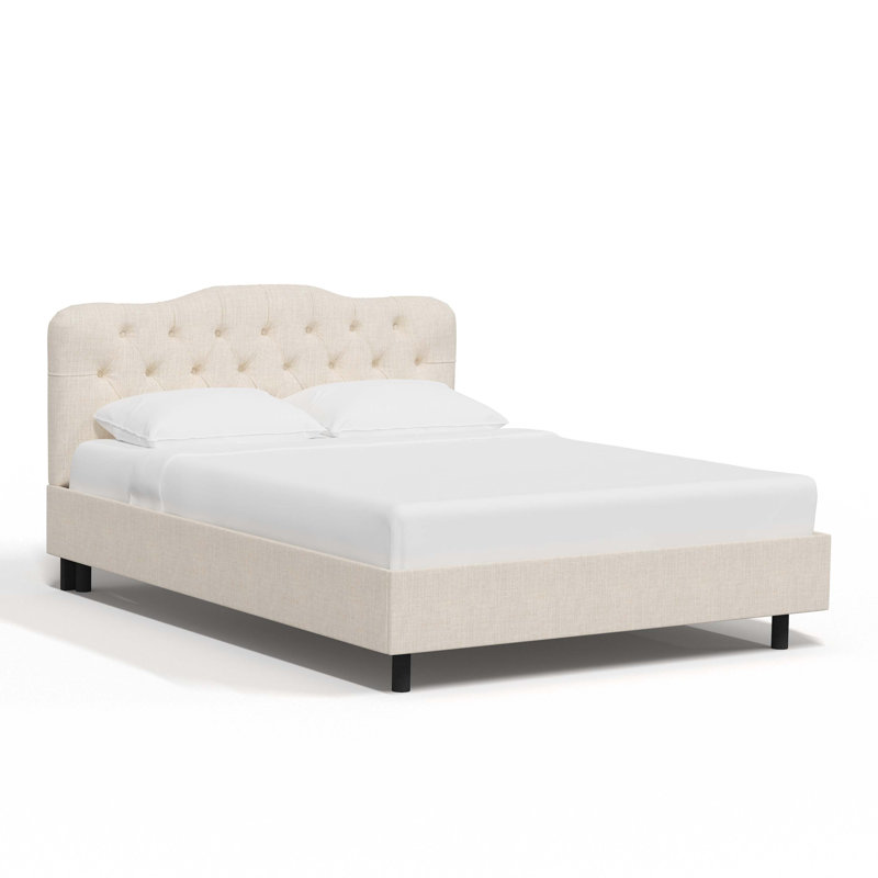Pires Upholstered Platform Bed, Full, Classic Talc Linen