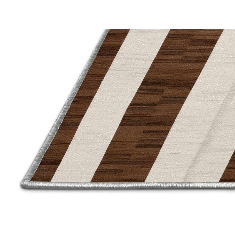 Tapis beige à carreaux lavable à la machine, Carré 4 pi