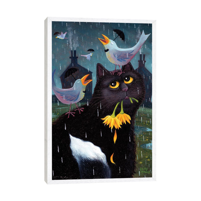 Singing in the Rain 1 Piece Painting on Canvas, 101.6 cm H x 66.04 cm W, White Framed