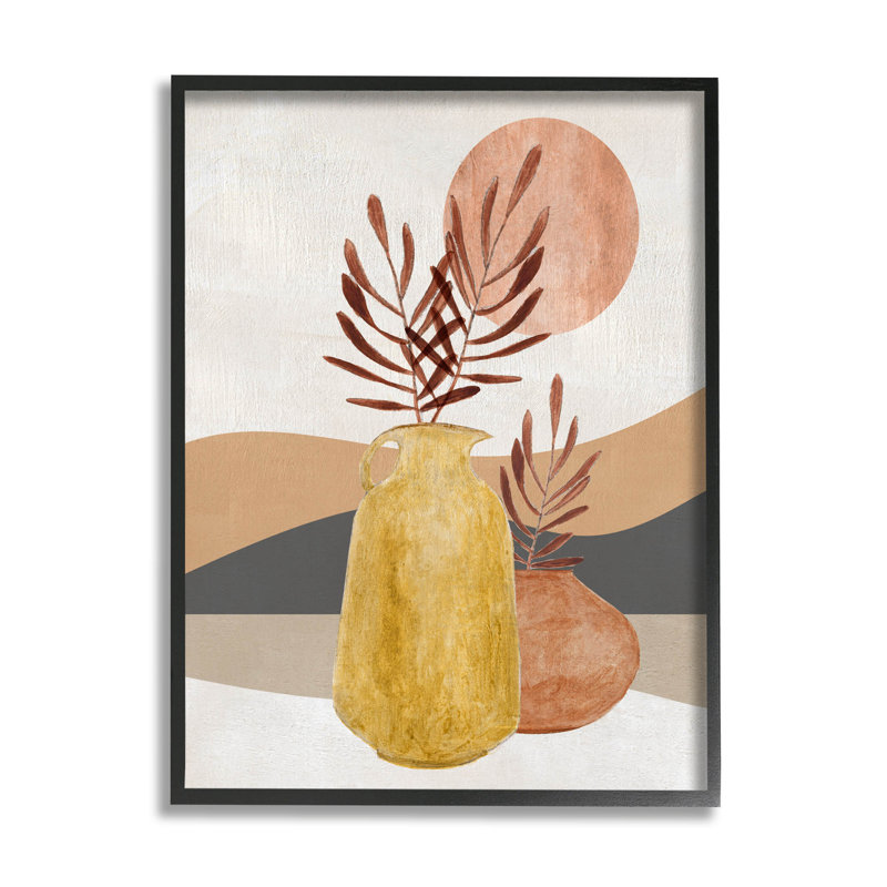«Boho Desert Plant Botanicals», art numérique par Janet Tava, Giclée encadrée noir minuit, H 14 po x l 11 po x P 1,5 po
