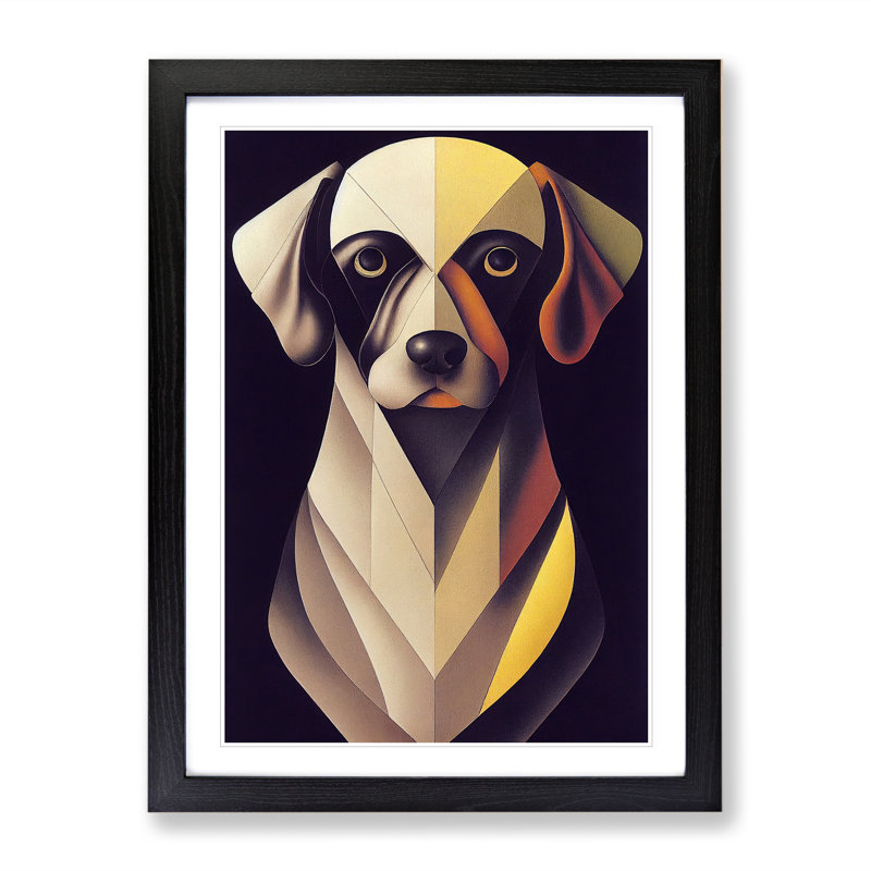 Unique Dog Abstract - Single Picture Frame Print, Black Framed, 64cm H x 46cm W x 2cm D
