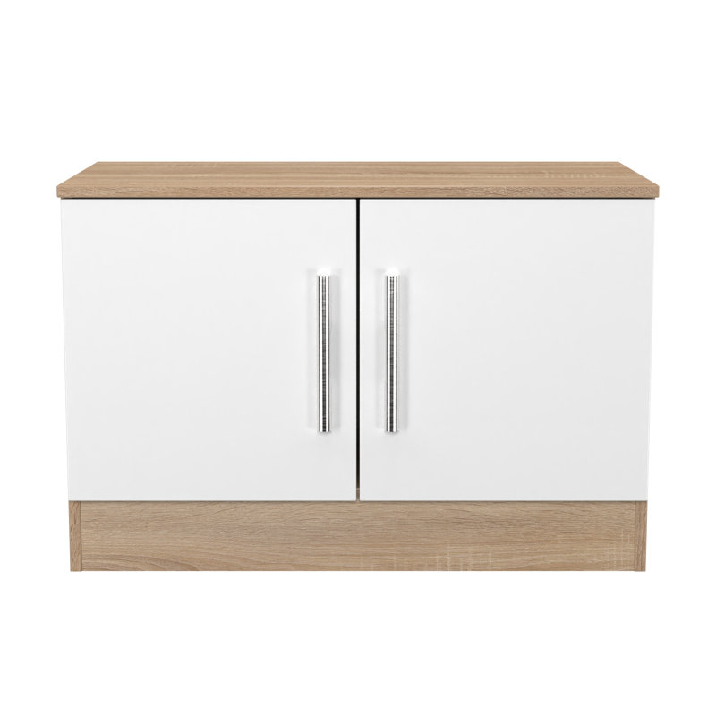 Ratzlaff 193.04cm Sideboard, White Gloss/Bardolino Oak