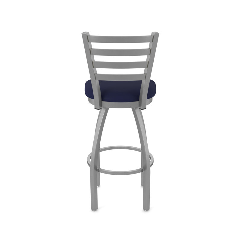 Tabouret de bar pivotant intérieur / extérieur en acier inoxydable Jackie, Vinyle - brise saphir