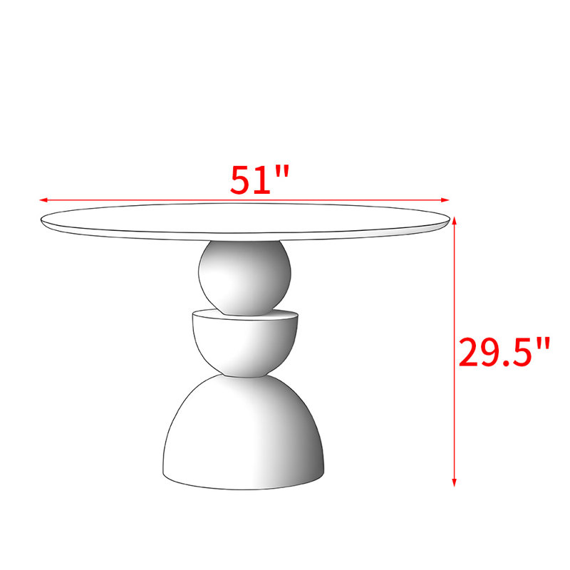 Table de salle à manger simple de style français crème, H 29,5 po x L 51 po x l 51 po