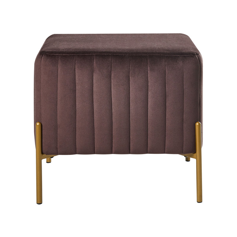 Footstool Benzant Velvet, Dark Brown