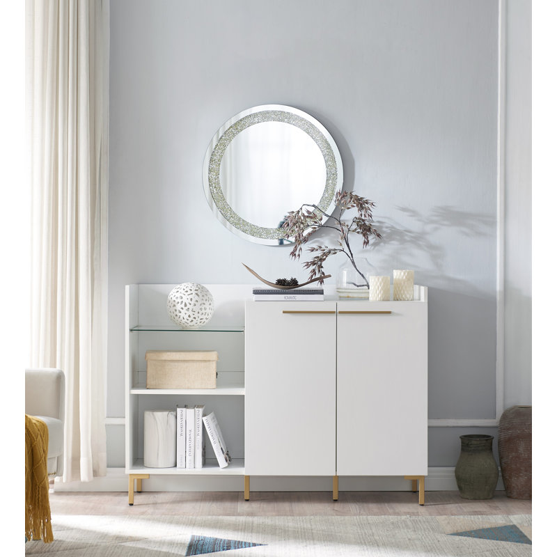 Console Lightfoot 47,72 po, Plateau blanc / base or