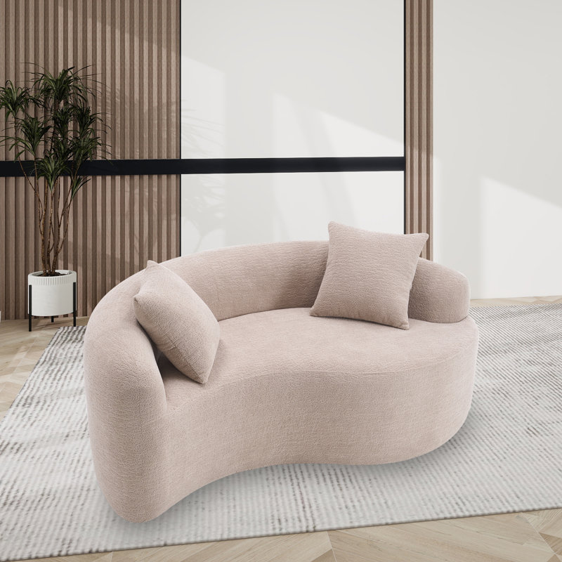 Canapé double incurvé double en chenille pleine éponge, Beige