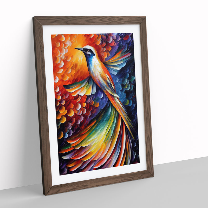 View Of A Bird No.3 - Single Picture Frame Painting, Walnut Framed, 64cm H x 46cm W x 2cm D
