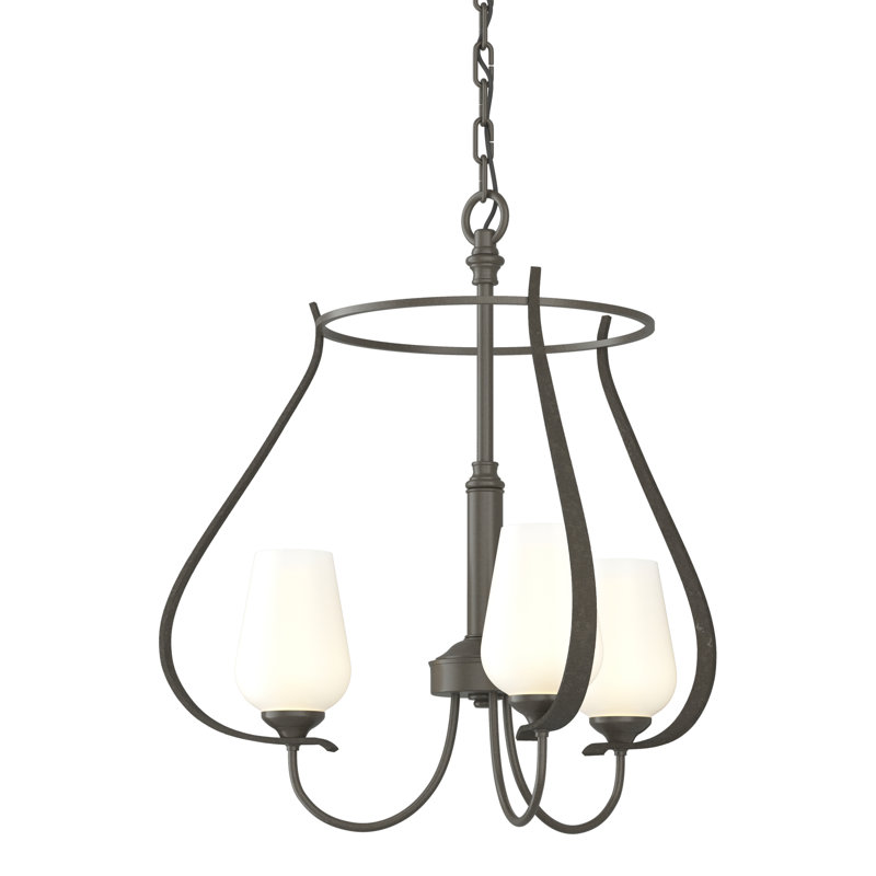 Flora 3 - Light Candle Style Classic / Traditional Chandelier, Opal, Dark Smoke