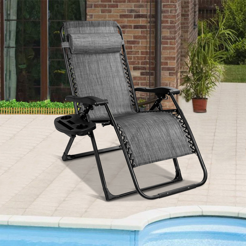 Jaleasa Outdoor Rust-Resistant Metal Chaise Lounge, Gray