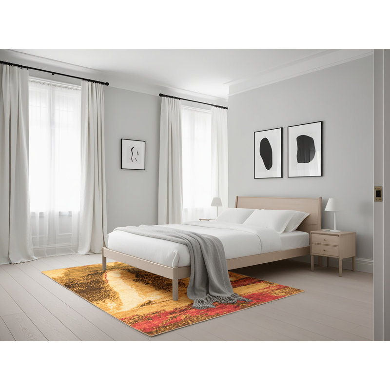 Brawith Abstract Indoor Rug, Rectangle 5' x 7'