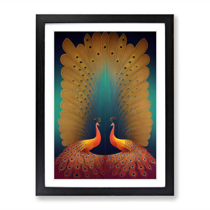 Striking Peacock No.1 - Framed Print, Black, 64cm H x 46cm W x 2cm D