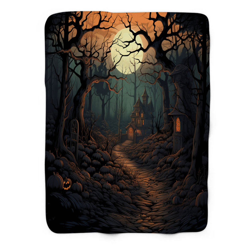 Ghostly Grove - Couverture sherpa de qualité supérieure 1 pièce, L 50 po x L 60 po