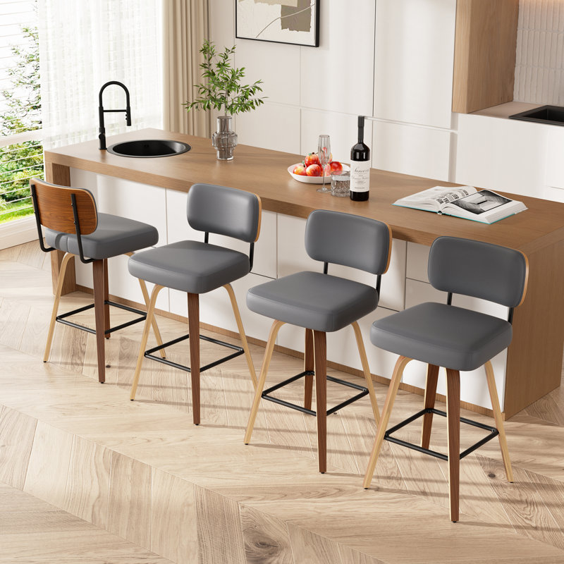 Tabouret pivotant rembourré à hauteur de bar, 4, Gris foncé