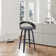 Maxime Swivel Counter or Bar Height Bar Stool with Open Low Back in Faux Leather and Wood