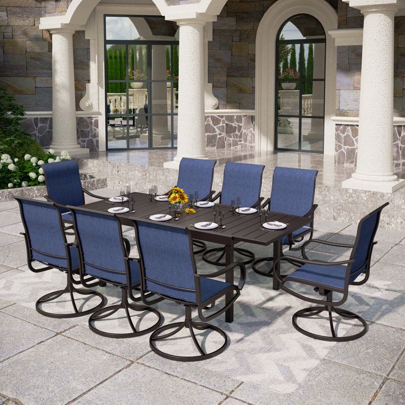 Sutiya 8 - Person Patio Dining Set with Extendable Rectangular Table