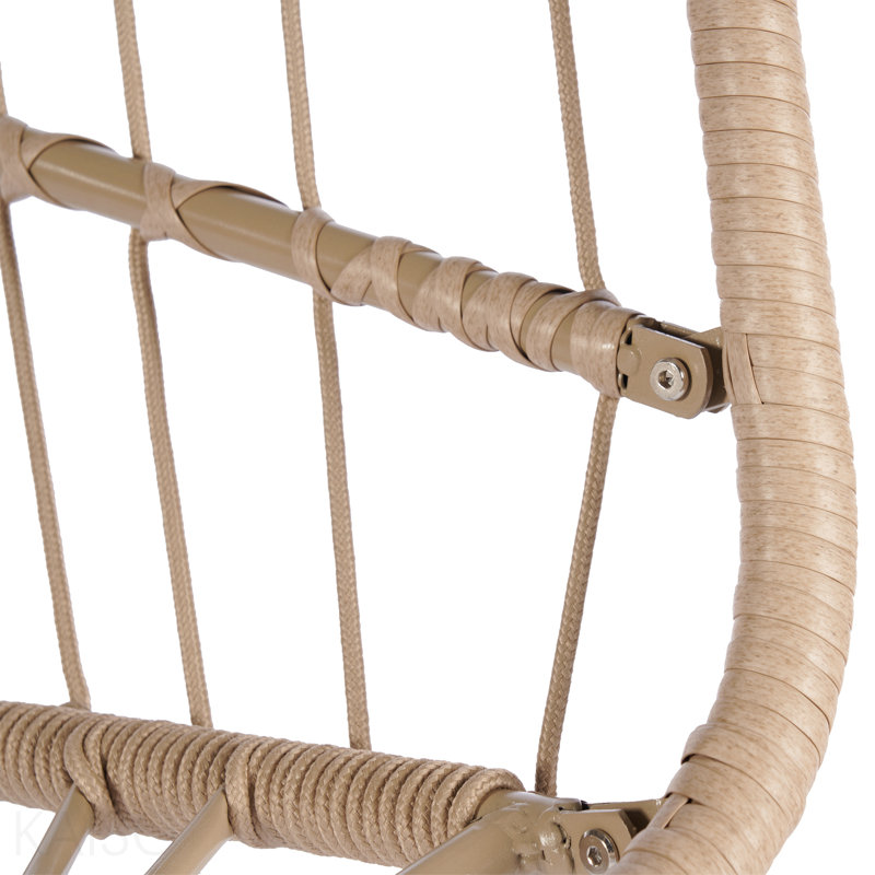 Outdoor Garden Rattan Egg Swing Chair Hanging Chair Wood+Khaki