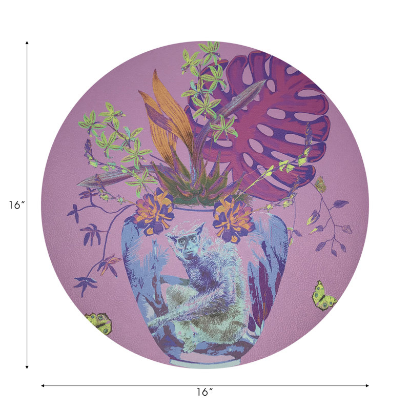 Monkey Large Jungle Pebble 16" Vinyl Placemat, Sacha