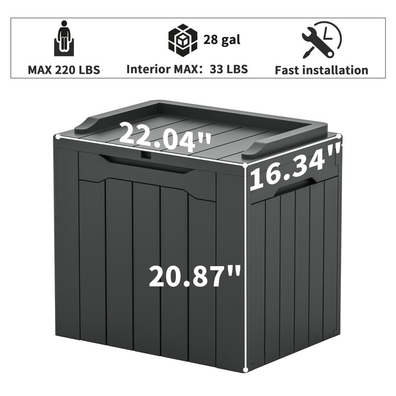 Devoko 32 Gallon Water Resistant Lockable Deck Box With Seat, Gray