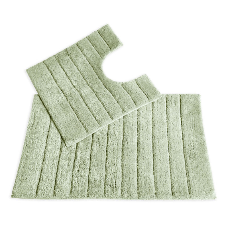 Linear Ribbed Two Piece Bath Mat Set, Sage