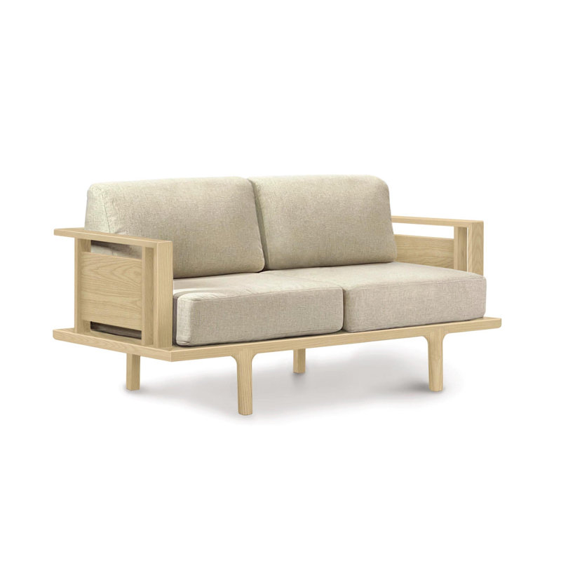 Sierra Loveseat, Mink 100% Polyester, Oak
