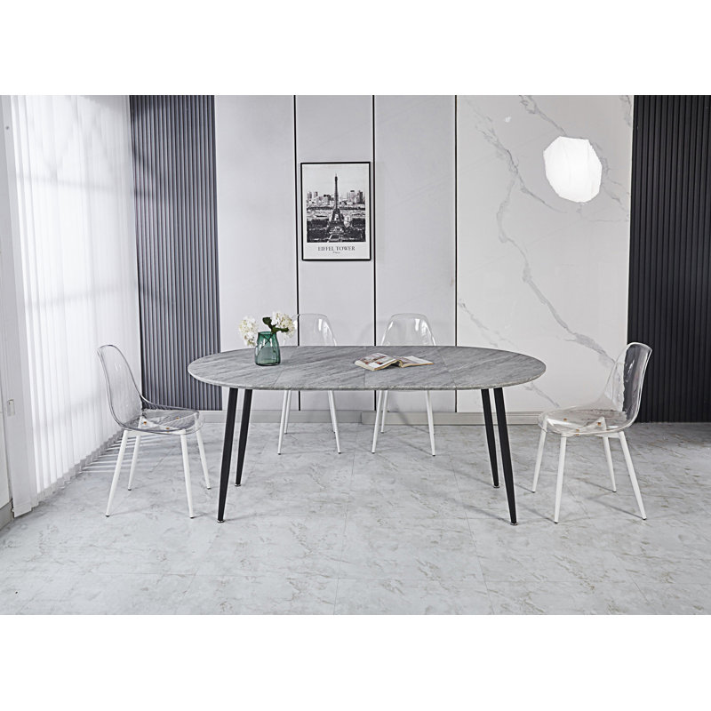 Extensible Table, Dining Table, Coffee Table With Metal Leg