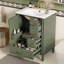 Meuble-lavabo 24 po avec lavabo en céramique, porte à fermeture douce, 3 tiroirs, poignées dorées et support de porte-127467486