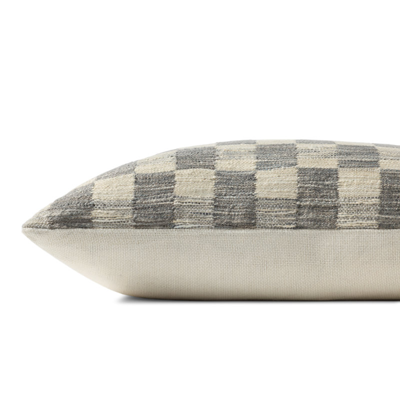 Charcoal and Ivory Rectangular Geometric Throw Pillow