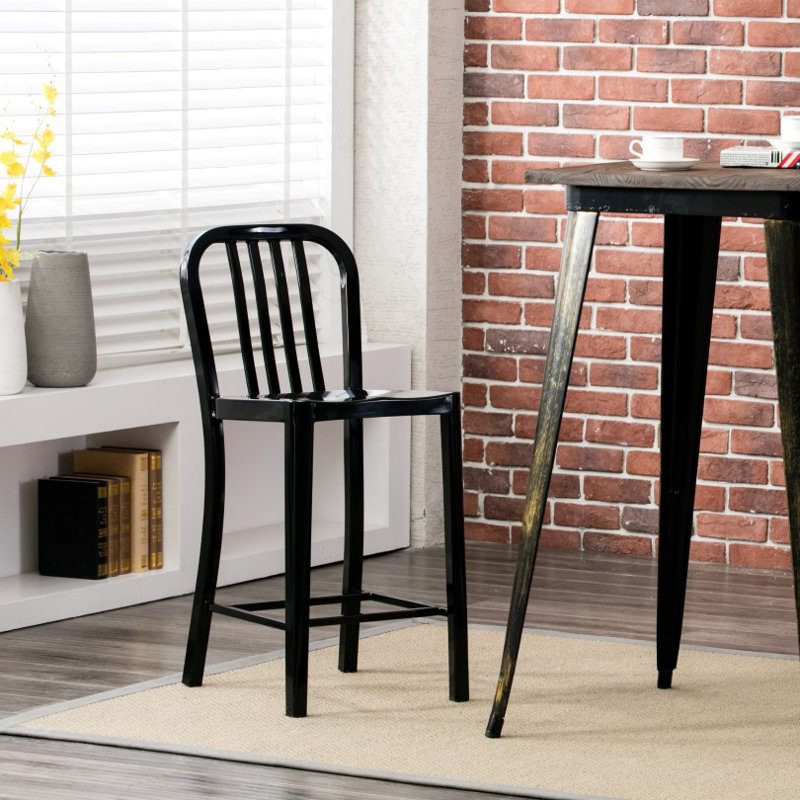 Hodnett 24.41" Patio Bar Stool, Black